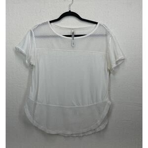 FB Movement Performance Yoga White Hot Stuff Mesh Tee Size Small Athleisure